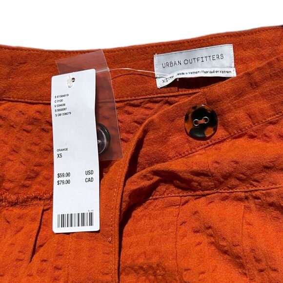 NEW Urban Outfitters XS Mini Skirt Wrap Women Textured Orange Pleated Casual - Picture 7 of 9